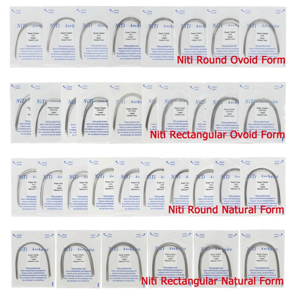 Dental Orthodontic Niti Super Elastic Arch Wires Round Rectangular Ovoid Natural