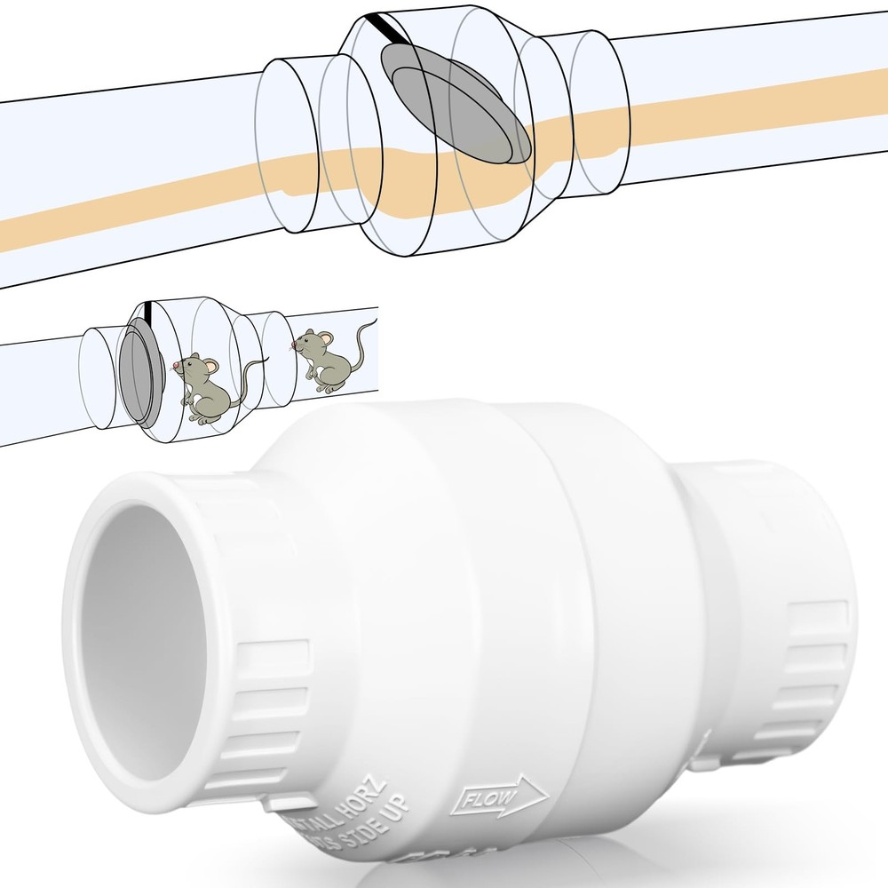 Geetery 1-1/2 Inch PVC Slip Swing Check Valve No Spring Inch, White
