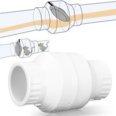 Geetery 1-1/2 Inch PVC Slip Swing Check Valve No Spring Inch, White