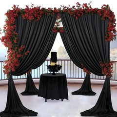 20 ft x 10 ft Wrinkle Free Black Backdrop Curtain for Parties, 4 Panels 10ft …