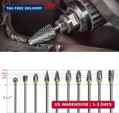 Carbide Rotary Burr Set – BIGOU 10PCS Double Cut Carving Burr Bits Tungsten Carb