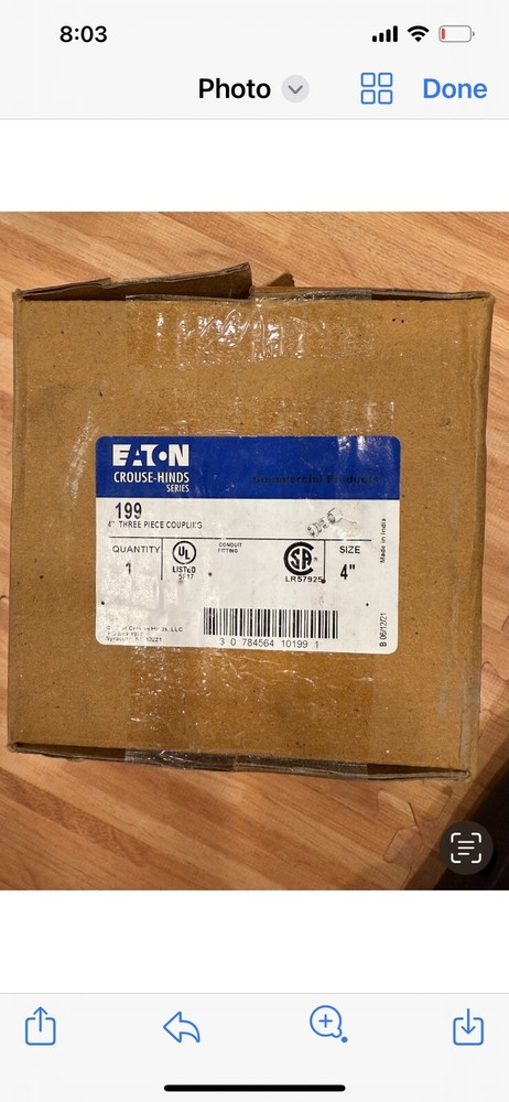 Eaton Crouse-Hinds 199 Three Piece Coupling 4″