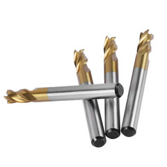 Pack of 4 4-Flute Titanium Coat Carbide End Mill Bits, 1/4 Inch/6Mm HSS CNC Stra