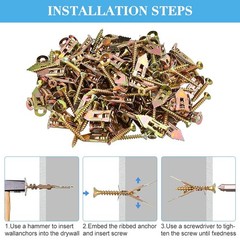 50PCS Self Drilling Drywall Anchors Screws Hollow Wall Anchor Expansion Kit