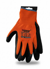 12 Pair Gasoline Orange Safety Gloves Latex Coated Grip Cut Resistant