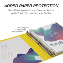 Samsill 1 Inch Heavy Duty Yellow D Ring Storage Binder Eco Friendly Organization