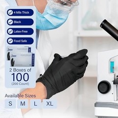 1st Choice Black Nitrile Gloves Disposable Latex Free – Exam Grade Black Glov…