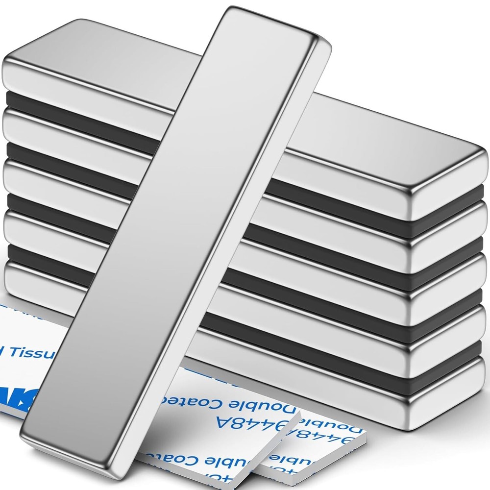 Strong Magnet Strips Heavy Duty – Rare Earth Magnets with Adhesive – Pack of 6