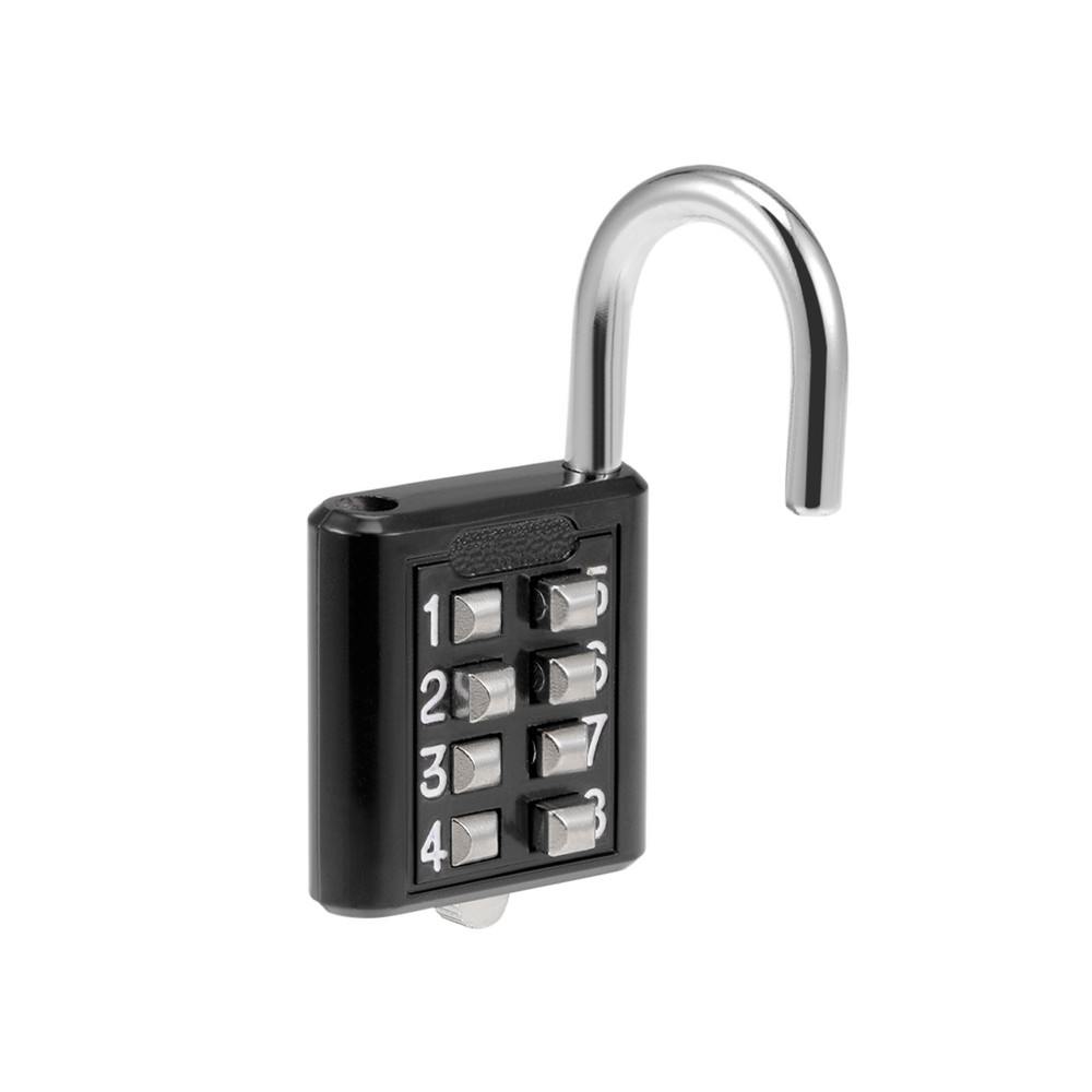 8 Digit Combination Padlock Zinc Alloy Padlock Push Button Lock 5mm Black