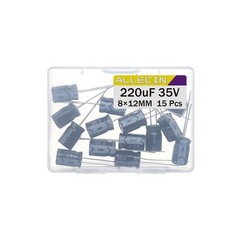 220uF 35V 8x12mm Electrolytic Capacitor 220 UF MFD 35 Volt 0.32×0.47in Alumin…