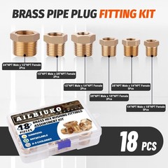 18PCS Brass Hex Bushing Fitting Kit,1/4″ – 1/8″, 3/8″ – 1/8″,3/8″ – 1/4″,1/2″ –