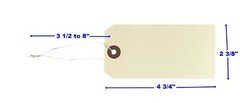 100 of 4 3/4″ x 2 3/8″ Manila Inventory Tags with ELASTIC Stretchy String Size 5