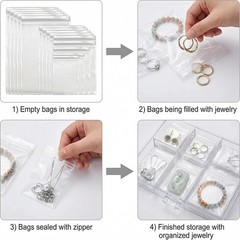 160Pcs Clear PVC Self Seal Jewelry Bags 5 Sizes Resealable Zipper Bags, Anti-Tar