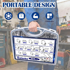 222PCS 304 Stainless Steel Hose Clamps Assortment Kit,Metal Adjustable 1/4″-2-3/