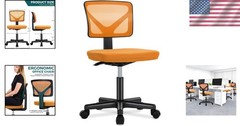 Compact Orange Desk Chair with Adjustable Height & Mesh Back – Modern Style