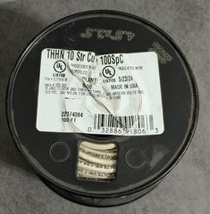 SouthWire 22974084: 100 ft. 10 AWG White Stranded CU THHN Wire
