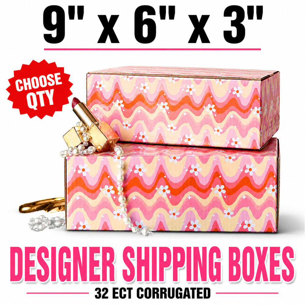 9x6x3 Wavy Daisy Designer Shipping Boxes 32 ECT Gift Mailing Boxes