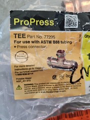4 Viega ProPress 1 in. x 1 in. x 3/4 in. Press Copper Reducing Tee 77295
