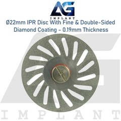 Ø22mm IPR Disc Fine Double Sided Diamond Coating 0.19 Ortho Mandrel