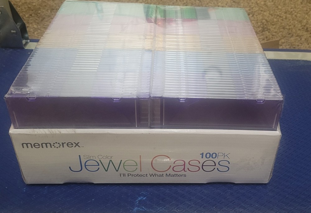 Memorex Jewel Cases 100 Pack Multi Color Slim CD Factory Sealed