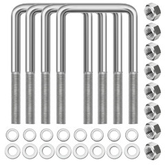 4 Pcs Hot Dipped Galvanized Square U-Bolts,1/2″ D X 3 1/16″ W X 5 5/16″ L,Boat T