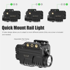 Green Beam and Flashlight for Pistol, Rechargeable Laser Light Combo