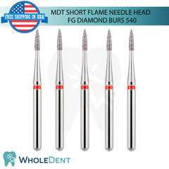 Dental MDT Short Flame Needle Head 540 FG Diamond Burs Ø1.0mmX4.0mm L21.0mm