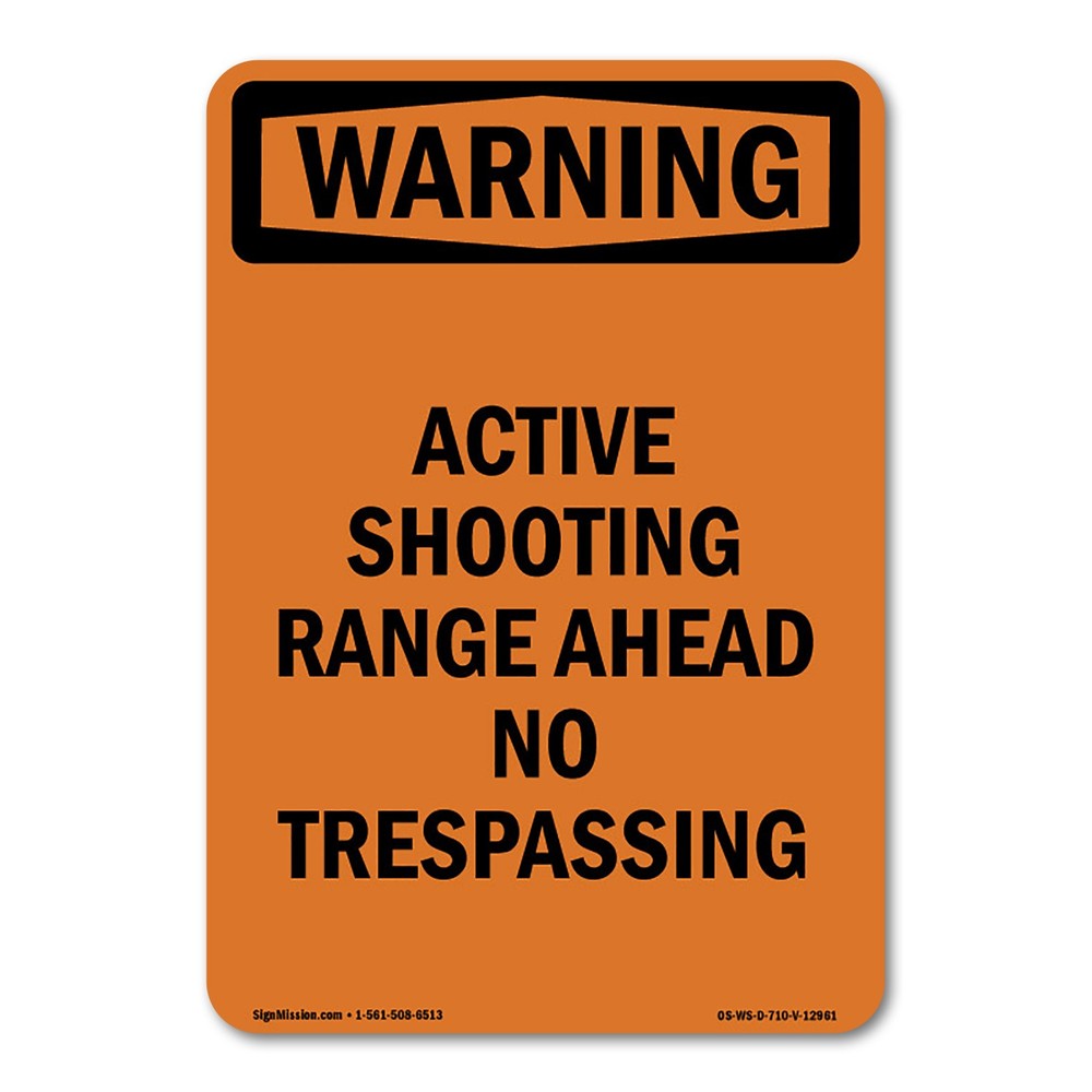 Active Shooting Range Ahead No ANSI Warning Sign Metal Plastic Decal