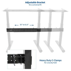 VIVO Black Universal Steel Clamp-on Desk Stabilizer Bar | Bracket Support System