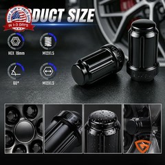 16Pack M12x1.5 Lug Nuts, Black Lug Nuts for Honda Pioneer, fit for Polaris RZR,