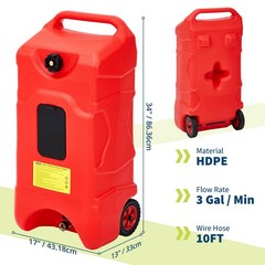 16 Gallon Gas Caddy Heavy-Duty Gas Can Fuel Caddy with Manual Fuel Transfer Red