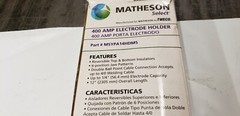 Matheson MSY PA14HDMS 12″ 400 Amp Electrode Holder, Copper Alloy Body NEW IN BOX