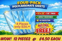 TUFFAK Polycarbonate Sheet 1/8in 12″ x 23″ Peel-off Film New ** Free Shipping**