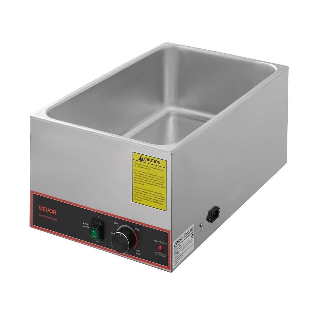 VEVOR Commercial Food Warmer Buffet Bain Marie 1500W Steam Table with Power Cord