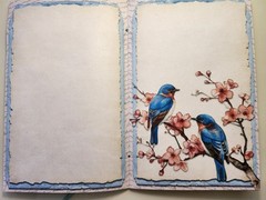 Junk Journal Blank Booklet “CHERRY BLOSSOM” HANDMADE Florals LG 5.5″x8.5″ 40pgs