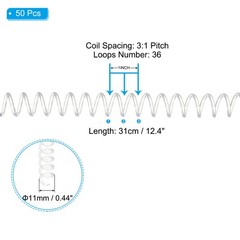 11mm(7/16″) Spiral Binding Coils, 50 Pcs Spirals 80 Sheet Capacity, Transparent