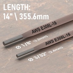 YESWELDER E308L-16 Stainless Stick Electrodes 14″ 5LB Welding Rods 3/32 1/8