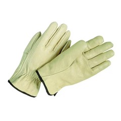 Condor 3Zl51 Leather Drivers Gloves, Cowhide, Full Finger, Shirred Slip-On,