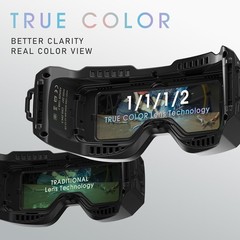 Auto Darkening Welding Goggles Kit with LED Light, True Color Lens 2 Arc Sensors