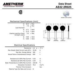 Aqua-Rite Thermistor AS32 2R025( Pack of 2) Inrush Current Limiter 2 Ohm Ohm ±2