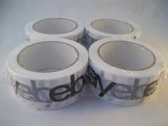 eBay Branded Logo Packing Tape 2″ x 75 Yds 4 Rolls NEW Black & White BOPP Strong