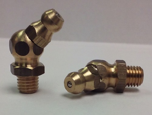 1/4-28 UNF 45 Degree Brass Grease Zerk Nipple Fitting 1 pc