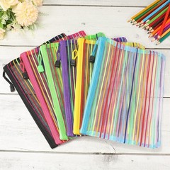 Mesh Zipper Pouch, A5 Nylon Mesh Cosmetic Bags Pencil Case Document Bag Zippe…