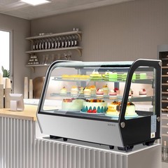 Refrigerated Display Case 5.7 Cu.Ft. Glass Pastry Display Showcase Equipment+LED