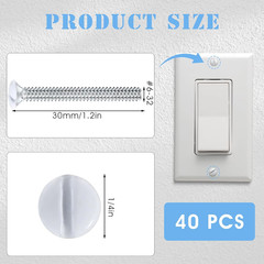 40 Pcs Wall Plate Screws, White Outlet Screws 1.2 Inch Long Outlet Screw 6-32 Th
