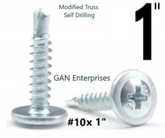 Modified Truss Head #10 x 3/4 – 1″ Self-Drilling Tek Screws zinc plated