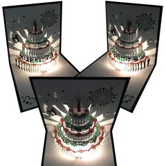 Akeydeco 3D Pop Up Birthday 5.9 inches x inches, blue card Warm light