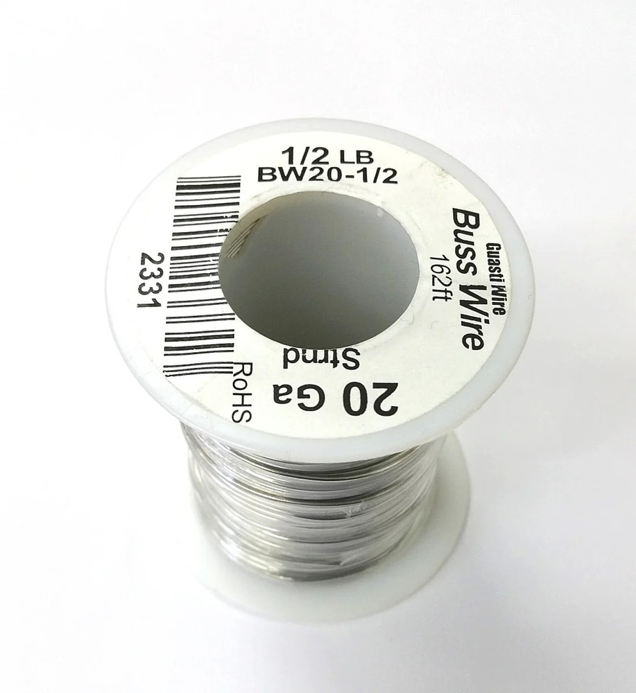 BW20-1/2, 20 Gauge Tinned Copper Bus Wire, 1/2 Pound Roll (162′ Approx.) 20AWG