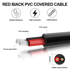 24 Gauge 2 Conductor Electrical Wire, 24 AWG Red & Black Tinned Copper Hookup…