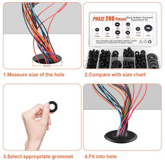 PSHZZ 280 PCS Rubber Grommets Kit, Rubber Hole Grommet Gaskets Assortment for Wi